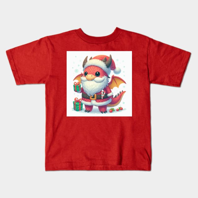 Cute Christmas Dragon Kids T-Shirt by Pickledjo